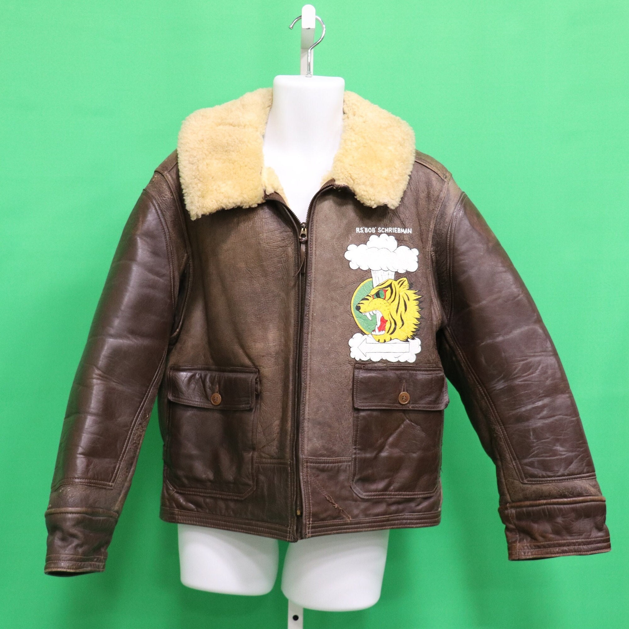 Vintage Leather Shearing Fur Bomber Flight Jacket WWII Tribute - Etsy