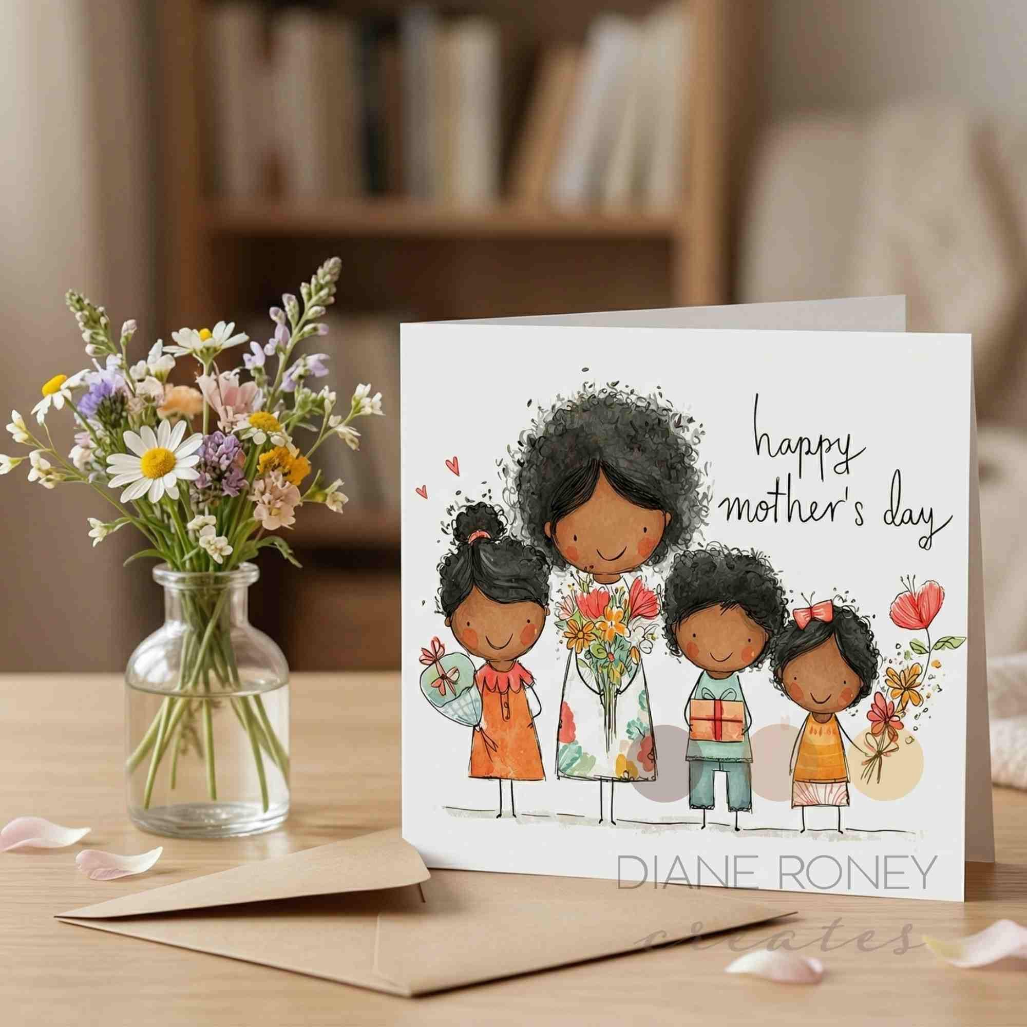 Black Mother's Day Card Bundle | African American Mom, Natural Hair ...