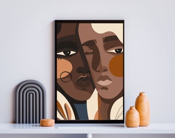 Impresión artística de retrato afrocéntrico abstracto / Cultura negra (Descarga digital)