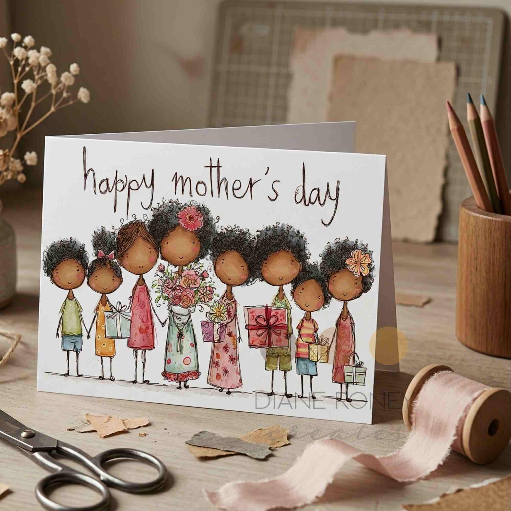 Black Mother's Day Card Bundle | African American Mom, Natural Hair ...