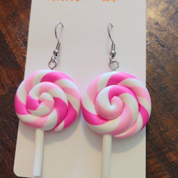 Pink Clay Lollipop Earrings