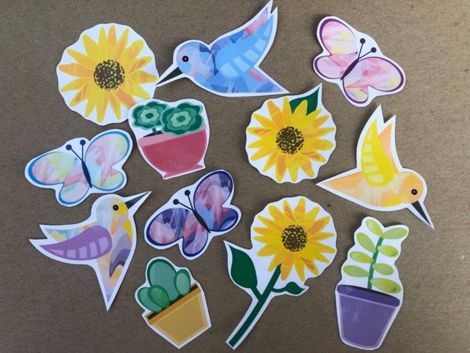 Garden Sticker 12 Pack Vinyl Stickers Plants Birds and Etsy