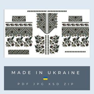 Printable PDF file,Scheme of women&#39;s  embroidered shirt,Embroidery,Cross stitch,Patchwork cross stitch
