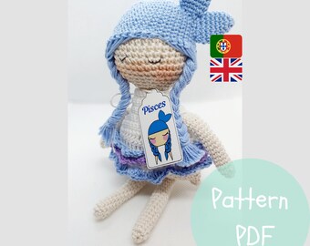 Digital Pattern Little Doll The Pisces Girl + Zodiac Amigurumi Kit pdf Free