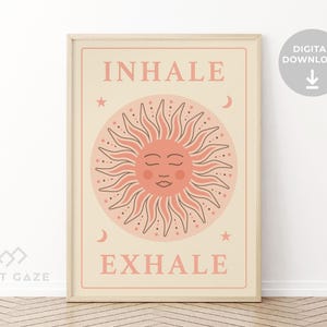 Inhale Exhale Sun Print: Pink Boho Mindfulness Art (Digital Download)