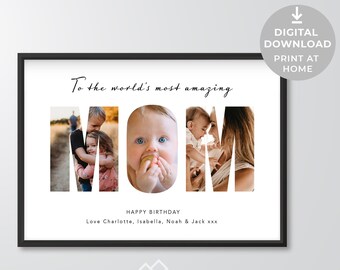 Personalized Mom Photo Collage Print: Custom Birthday Gift (Digital Download)