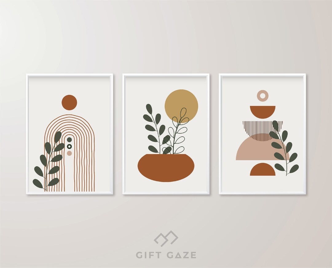 Boho Terracotta Wall Art Set of 3 | Modern Abstract Printable Art ...