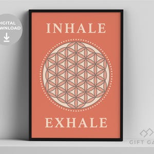 Terracotta Inhale Exhale Flower of Life Print: Sacred Geometry Inhale Exhale (Digital Download) Breathing Poster