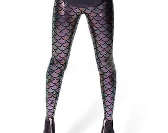 Grey-ish Fish Scale Leggings Workout Tights Kids/Adults