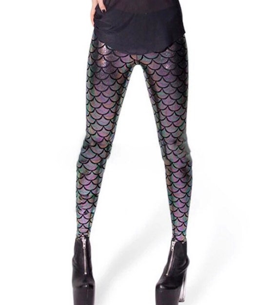 Grey-ish Fish Scale Leggings Workout Tights Kids/adults 