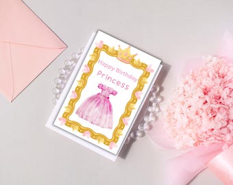 Princess Birthday Card, Printable Birthday Card Funny, Digital Birthday Card Cute, 4x6 Greeting Card Instant Download Kids Birthday Card