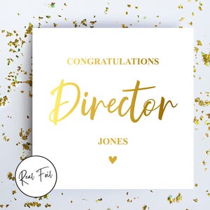 Personalised Congrats Director Card, Job Promotion, You Got Promoted, New Job, New Director, Congratulations Card, Foil Greeting Card