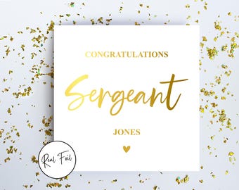 Personalised Congrats Sergeant Card, Police Officer Promotion, New Job, Police Academy Card, Police Graduate, Metallic Foil Greeting Card