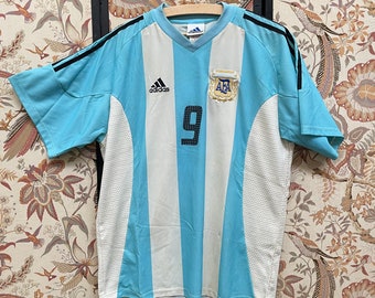 Vintage Argentina Home Football Shirt 2002-2004 - Adidas - Size L - Number 9 Batistuta