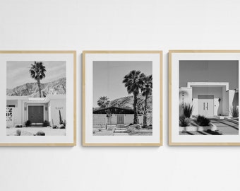 Set of 3 Palm Springs Black and White Doors, Digital Download Art Print, California Photography, Home and Wall Decor