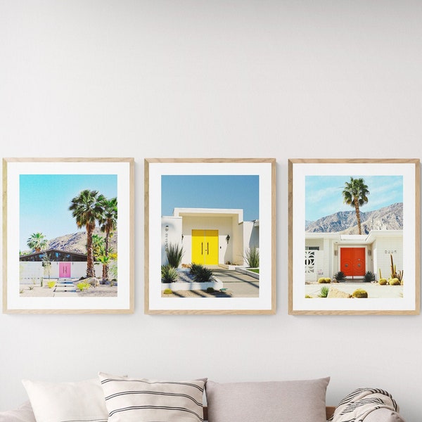 Midcentury Modern Set of 3 Palm Springs Doors, Digital Download Art Prints, Printable Wall Decor, Trendy Home and Gallery Wall Decor