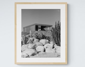 Kaufmann Desert House Palm Springs California, Digital Download Art Print, Mid Century Modern Decor, Black and White Gallery Wall Decor