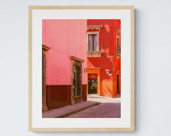 Pink and Red Walls San Miguel de Allende Mexico Printable Art Print, Digital Download Wall Decor, Trendy Home and Gallery Wall Decor