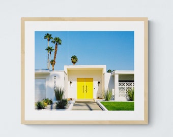 Palm Springs California Yellow Door, Digital Download Art Print, Midcentury Home Art Print, Architecture Art Print