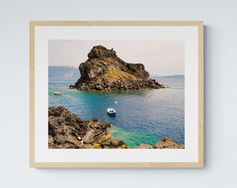 Coastal Santorini Greece Printable Wall Decor, Digital Download Art Print, Greek Island Photography, Mediterranean Sea Gallery Wall Decor