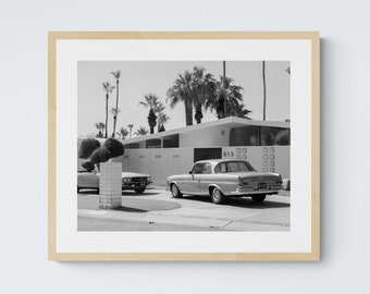 Retro Palm Springs Midcentury Modern Digital Download Art Print, Black and White California Home and Gallery Wall Decor, Printable Wall Art