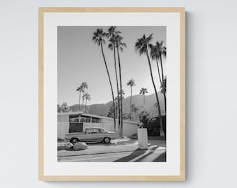 Black and White Palm Springs California Printable Wall Art, Digital Download Art Print, Mid Century Modern Decor, Home & Gallery Wall Decor