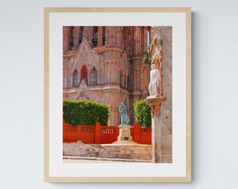 Pink Catholic Cathedral San Miguel de Allende Mexico Printable Art Print, Digital Download Wall Decor, Trendy Home and Gallery Wall Decor