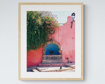 Pink Fountain San Miguel de Allende Mexico Printable Art Print, Digital Download Wall Decor, Colorful Home & Gallery Wall Decor, Mexican Art