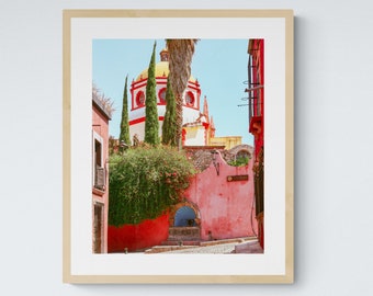 Pink Catholic Cathedral San Miguel de Allende Mexico Printable Art Print, Digital Download Wall Decor, Trendy Home and Gallery Wall Decor