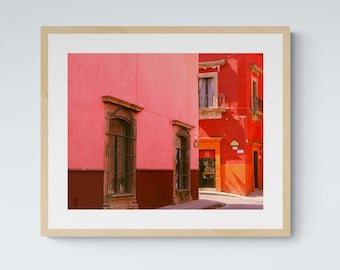 Pink and Red Walls San Miguel de Allende Mexico Printable Art Print, Digital Download Wall Decor, Trendy Home and Gallery Wall Decor