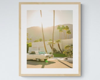 Palm Springs California Palm Trees and Vintage Car, Digital Download Art Print, Mid Century Modern Decor, Home and Gallery Wall Decor