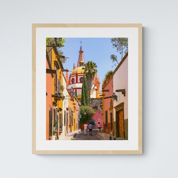 Colorful Street & Cathedral San Miguel de Allende Mexico Impresión de arte imprimible, Descarga digital Decoración de pared, Hogar y Galería Decoración de pared