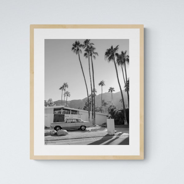 Black and White Palm Springs California Printable Wall Art, Digital Download Art Print, Mid Century Modern Decor, Home & Gallery Wall Decor