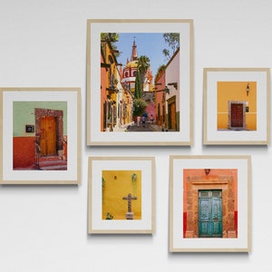 Set of 5 San Miguel de Allende Mexico Digital Download Art Prints, Mexican Art, Bohemian Gallery Wall Decor, 5 Piece Printable Wall Art