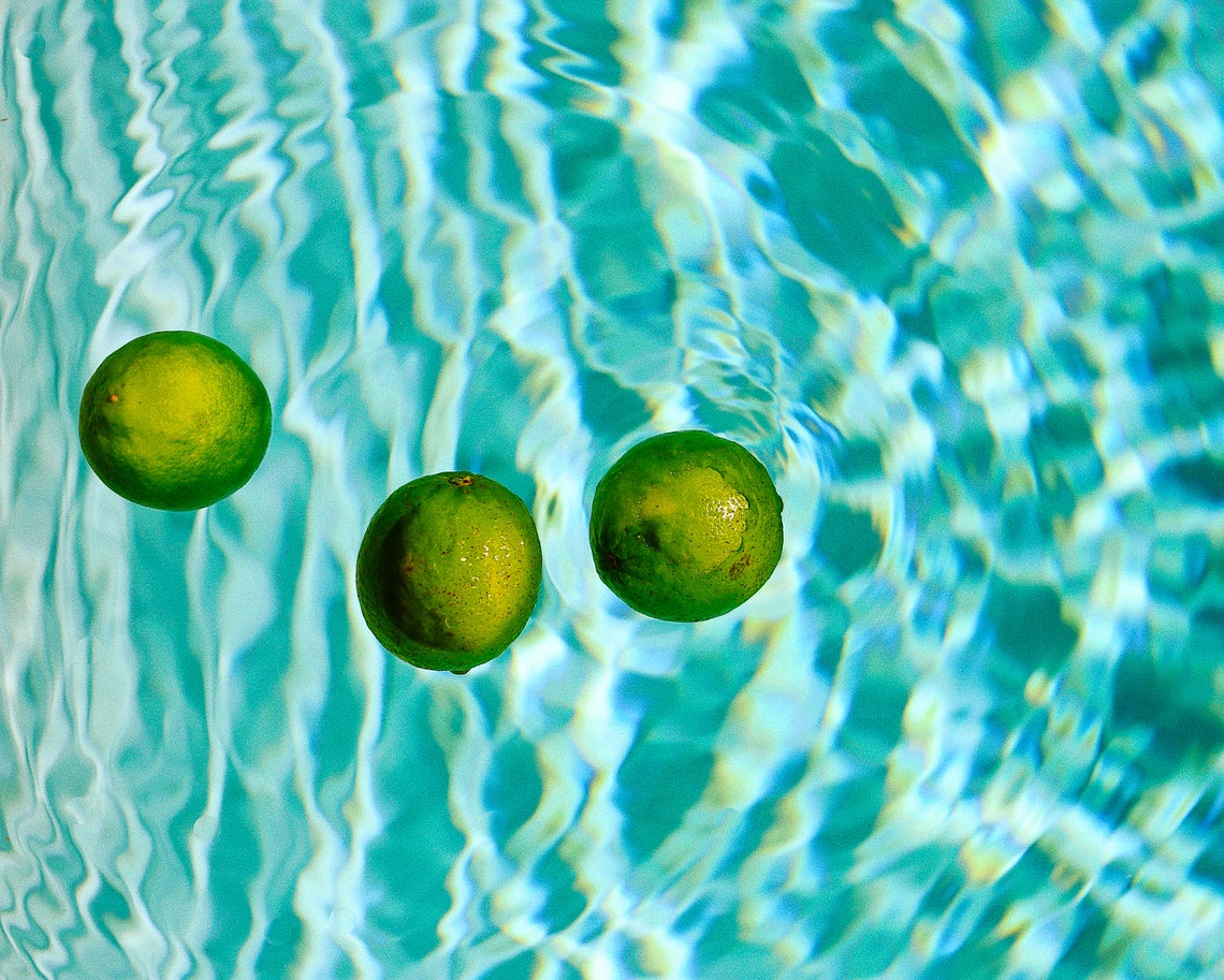 Three Limes Floating in Palm Springs Pool Art Print Etsy