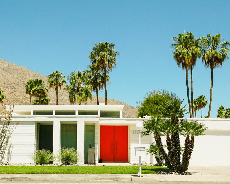 Palm Springs Orange Door, Digital Download Art Print, California Photography, Home and Wall Decor, Modern Architecture Photography Print image 2