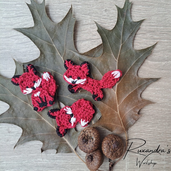 3in1 crochet FOX pattern, Autumn Fox Crochet Applique, PDF Download, ENG only