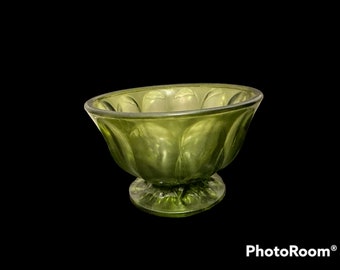 Emerald green pressed glass footed candy dish