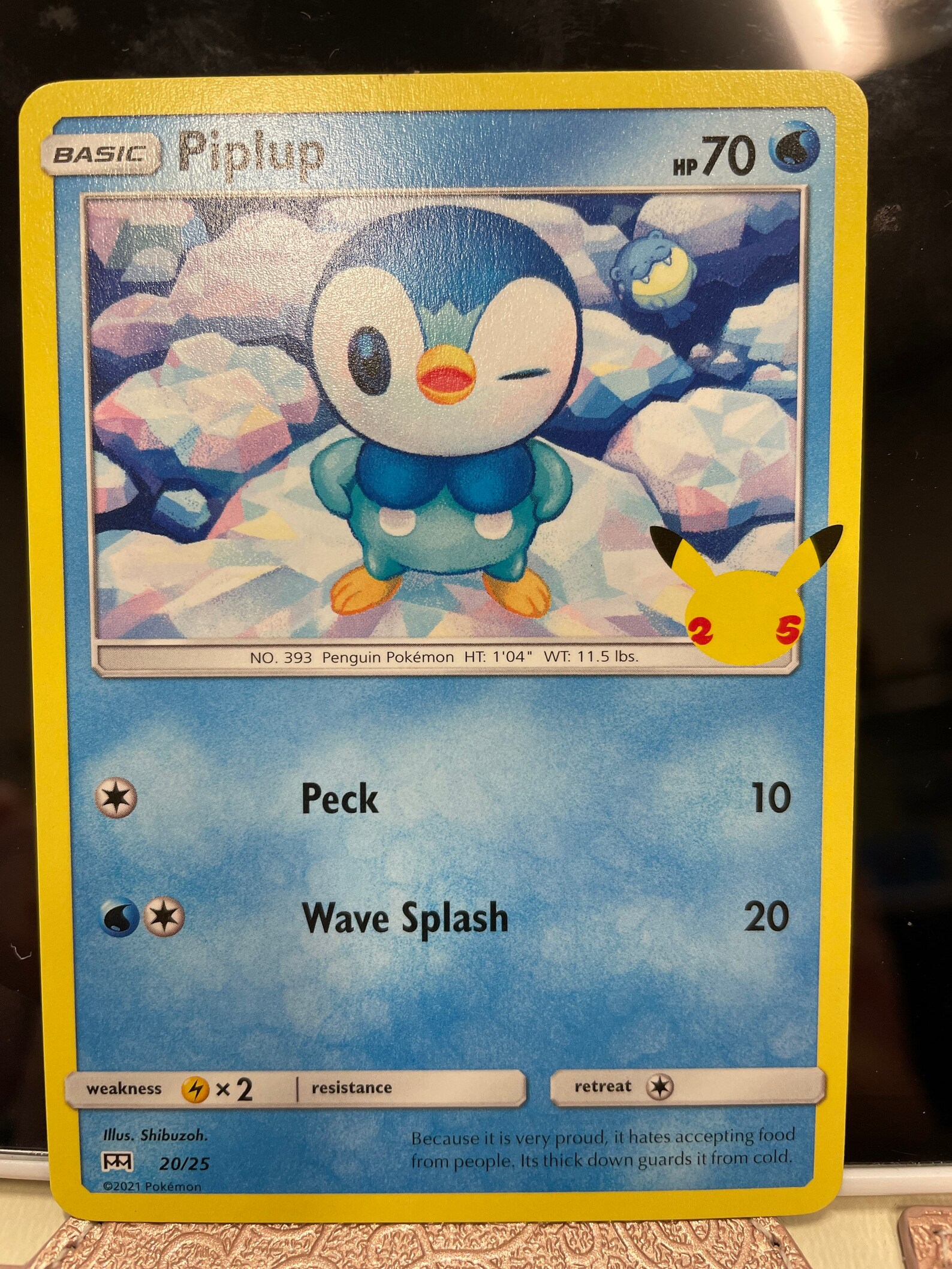 McDonalds 25th Anniversary Pokémon MINT Piplup card 20/25