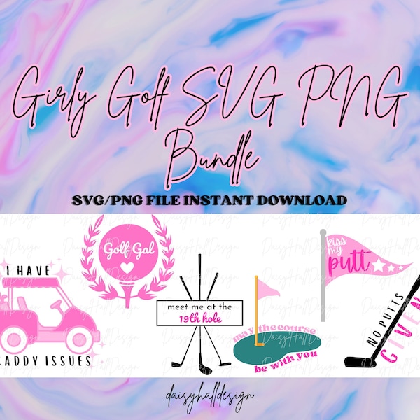 Girly Golf SVG PNG Bundle, Golf SVG bundle, Golf Gifts, Golf Gifts for Girls, Golfing Personalised Gifts, Pink Golf Svgs, Golf Crafts