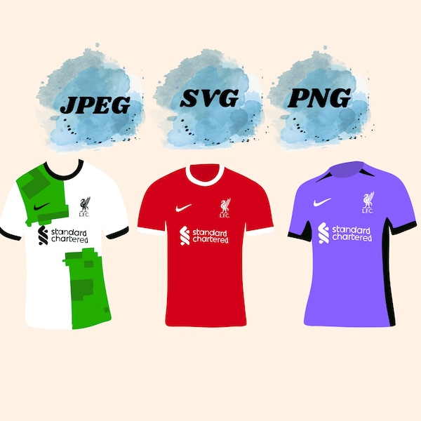 Liverpool 2023-2024 kits SVG PNG Bundle, Football Svgs, Soccer Svgs, Liverpool Gifts, Premier League, Liverpool FC png, Football Gifts