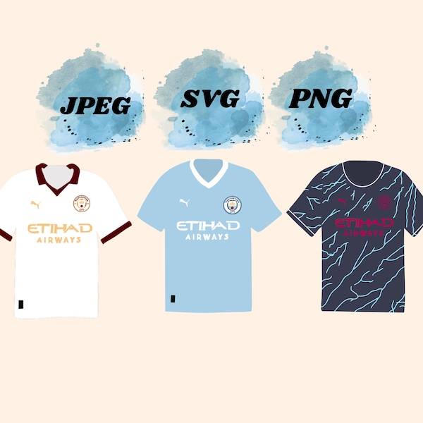Manchester City 2023-2024 kits SVG PNG Bundle, Football Svgs, Soccer Svgs, Premier League, Man City png, Football Gifts, svg bundle