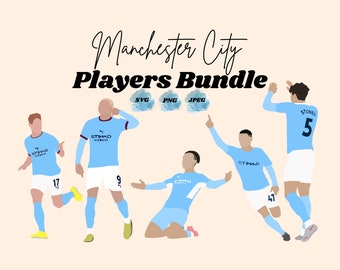 Manchester City SVG PNG Bundle, Premier League Champions SVG, Erling Haaland, Jack Grealish, Phil Foden, Soccer Svg, Soccer Svg, Man City Fc