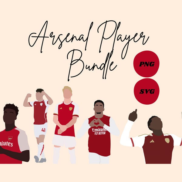 Arsenal players SVG and PNG Bundle, Arsenal FC svgs, Football Svg’s, Saka, Odegaard, Rice, Gabriel, Premier League, Soccer svg’s