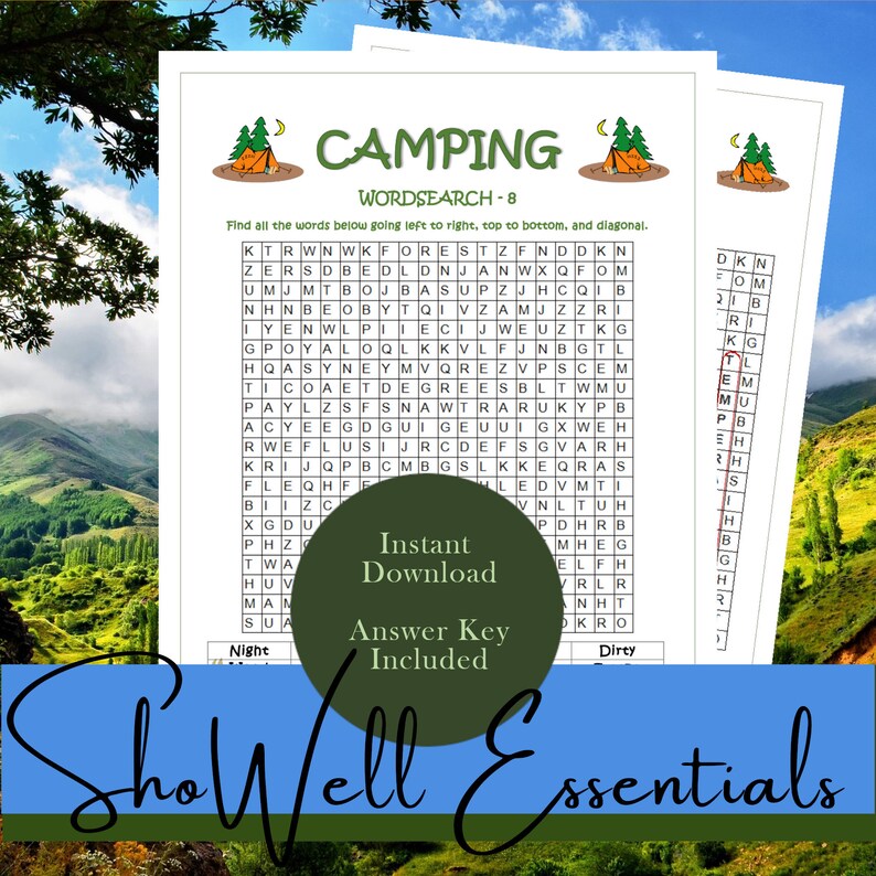 Camping Word Search Bundle Campground Activities for Kids & Etsy