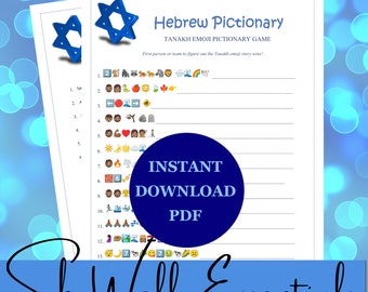 Hanukkah Emoji Pictionary Game | Hebrew Printable Games | Fun Hanukkah Games | Holiday Games | Hanukkah Party Games | Kids & Adults | PDF