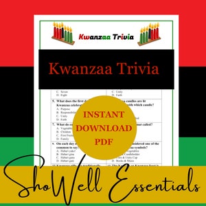 Kwanzaa Trivia Game | Black Culture Printable Games | Fun Kwanzaa Games | Holiday Games | Kwanzaa Party Games | Games for Kids & Adults |PDF