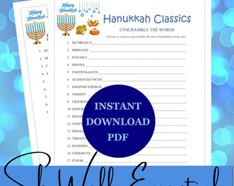 Hanukkah Unscramble Game | Hebrew Printable Games | Fun Hanukkah Games | Holiday Games | Hanukkah Party Games | Games for Kids & Adults |PDF