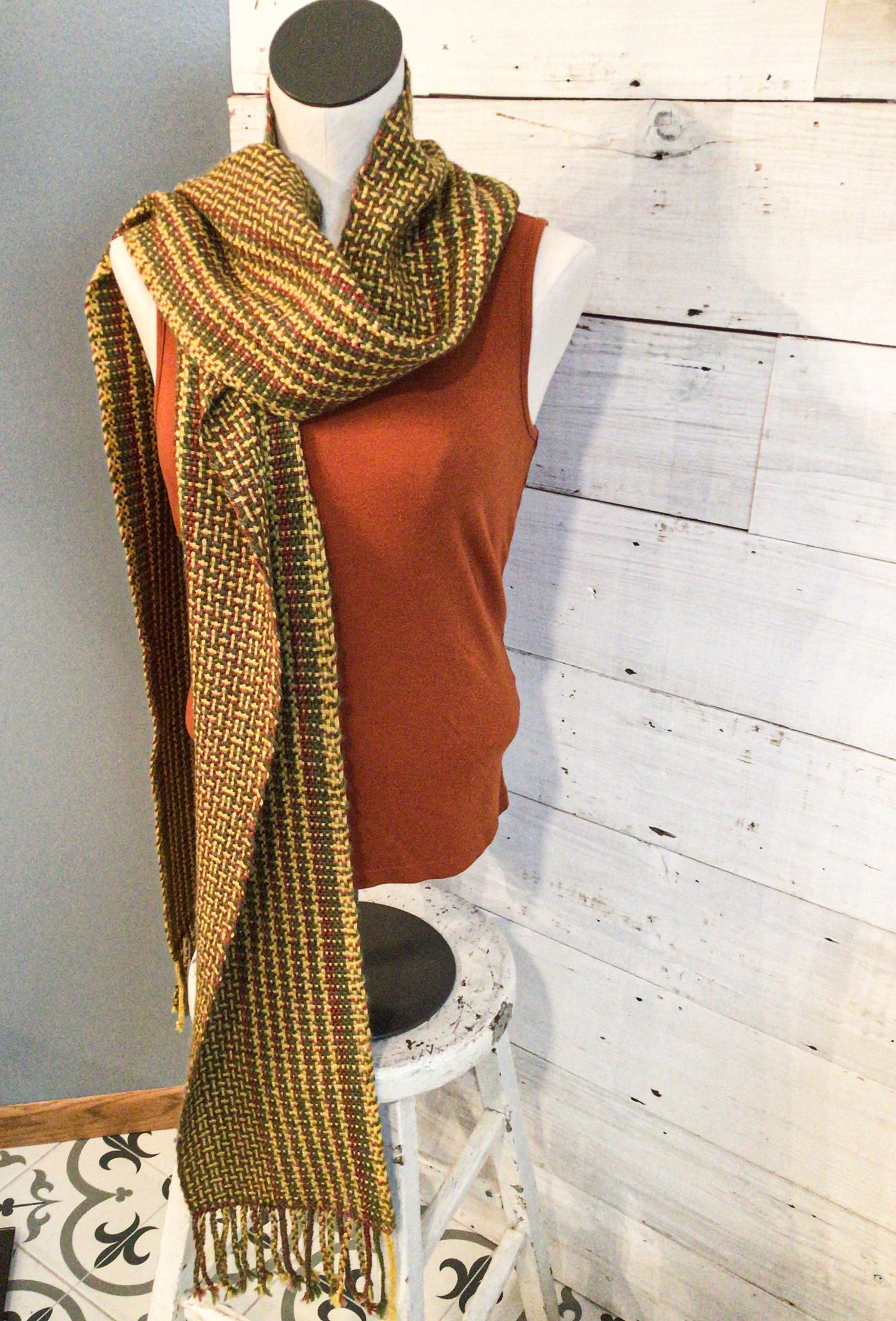 Handwoven scarf in earth tones Etsy