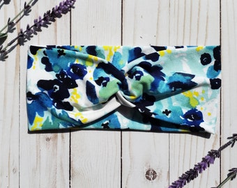 Diademas turbante florales / Diademas retorcidas / Anudadas / Adulto / Anchas / Pañuelo para la cabeza / Yoga / Azul / Pañuelo para la cabeza / Elásticas / Hippie /
